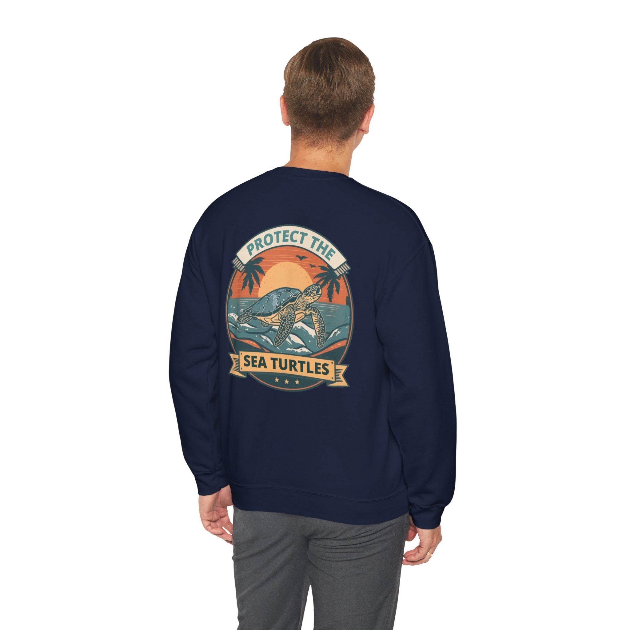 Protect the Sea Turtles Crewneck Sweatshirt | Sea Turtle Sunset Conservation