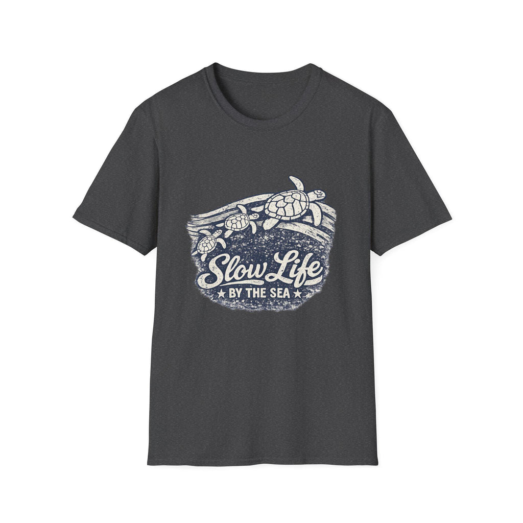 Slow Life by the Sea T-Shirt | Sea Turtle Beach Surf Graphic