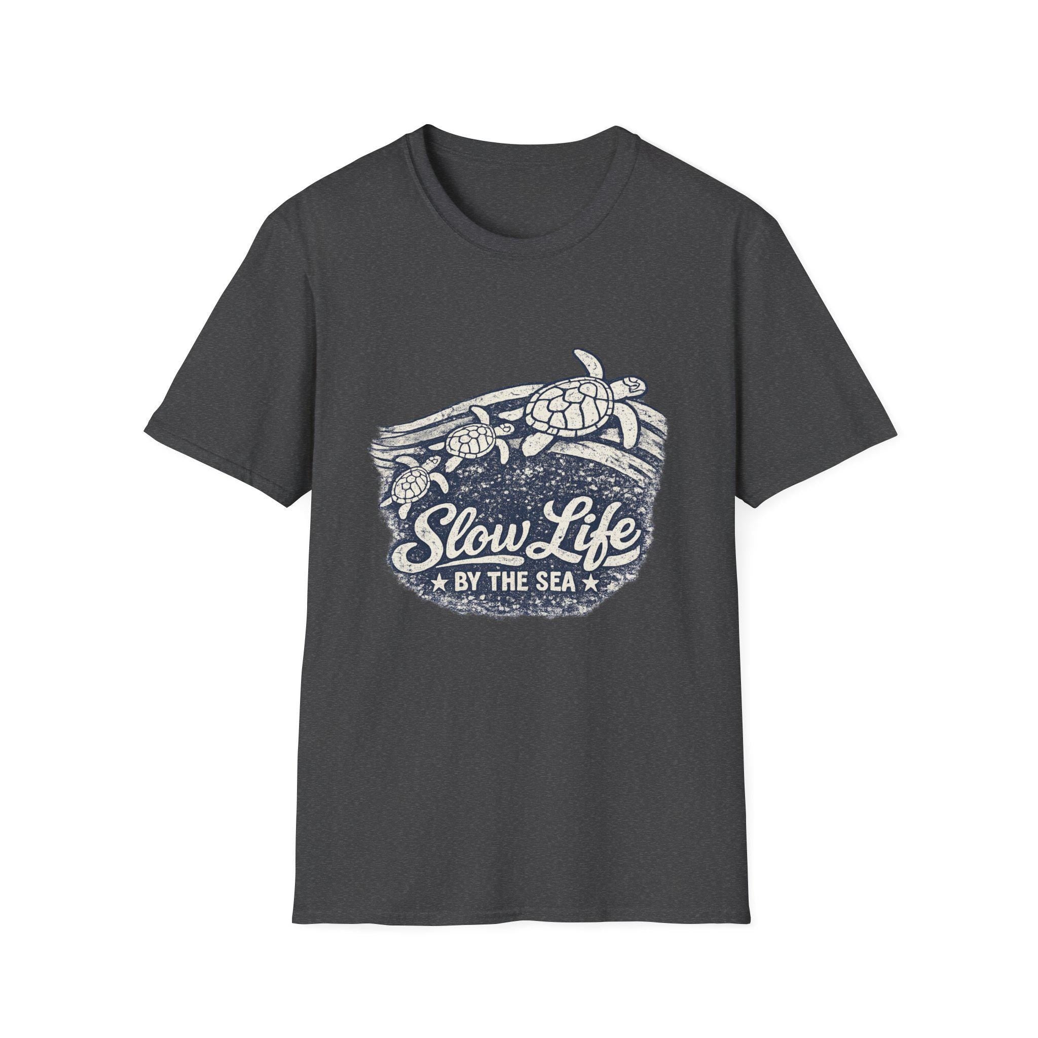 Slow Life by the Sea T-Shirt | Sea Turtle Beach Surf Graphic