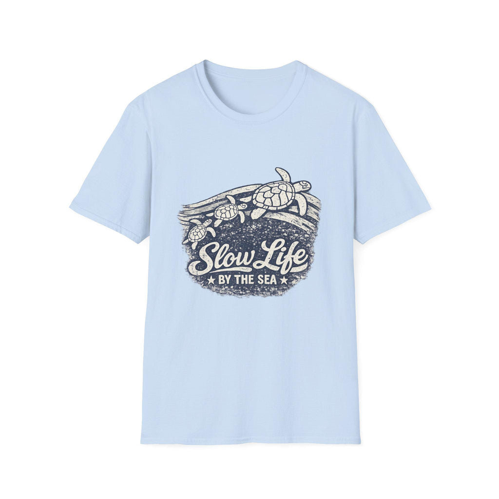 Slow Life by the Sea T-Shirt | Sea Turtle Beach Surf Graphic