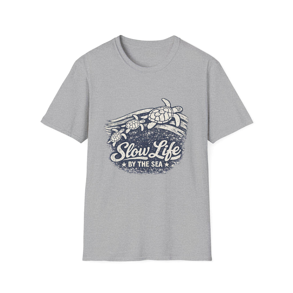 Slow Life by the Sea T-Shirt | Sea Turtle Beach Surf Graphic