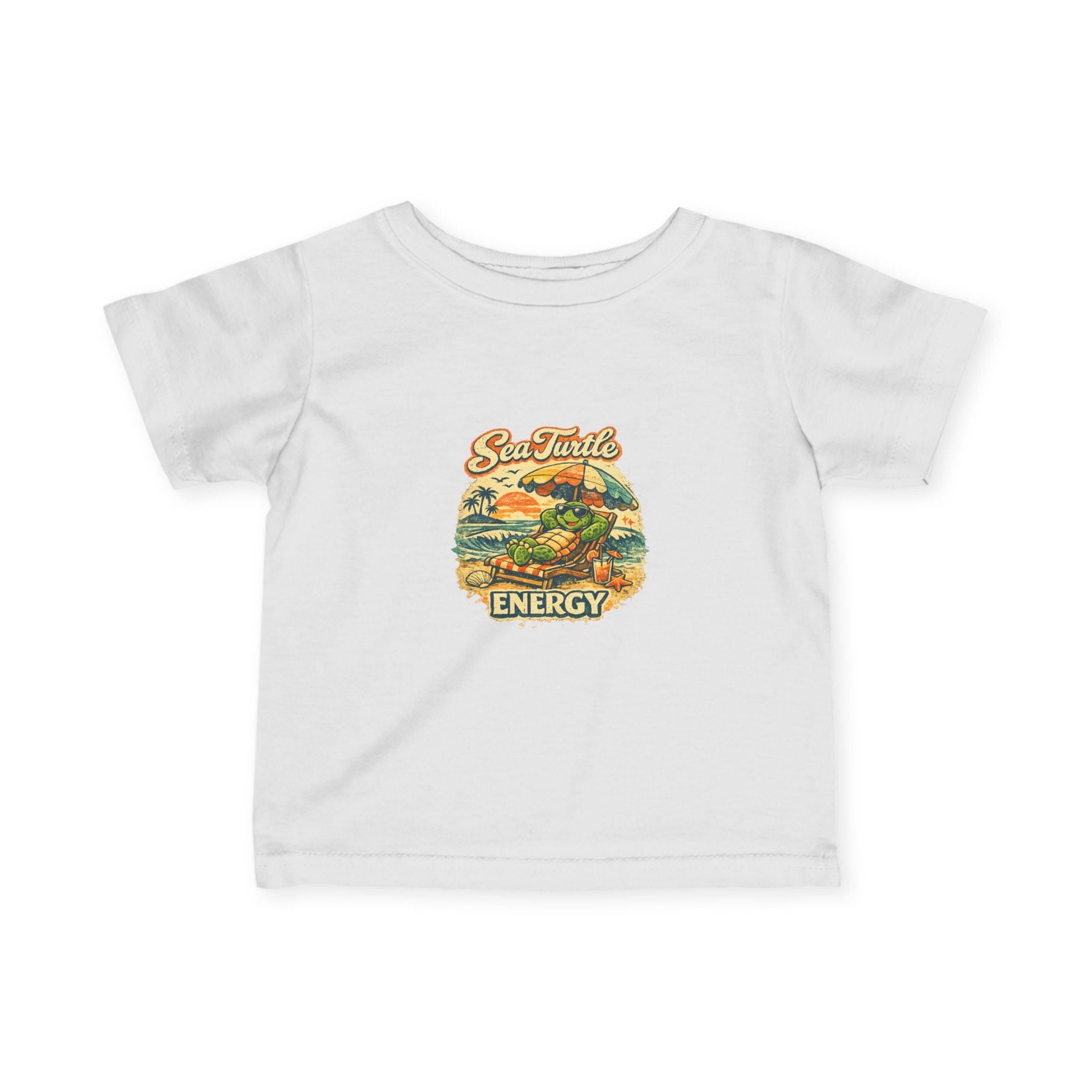 Sea Turtle Energy Infant Tee | Retro Turtle Surfing Graphic