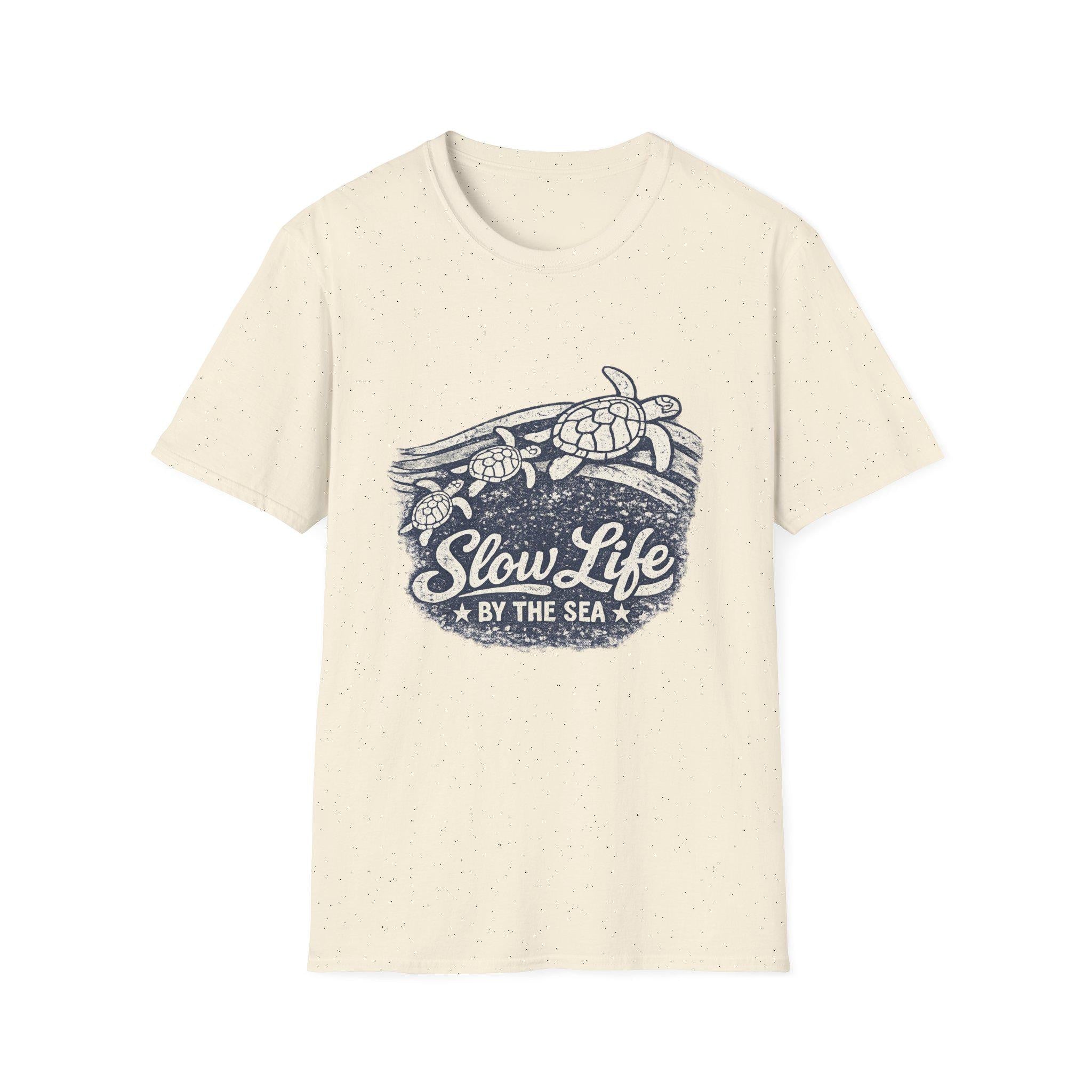 Slow Life by the Sea T-Shirt | Sea Turtle Beach Surf Graphic