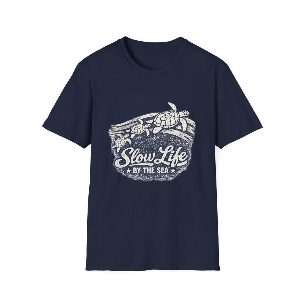 Slow Life by the Sea T-Shirt | Sea Turtle Beach Surf Graphic
