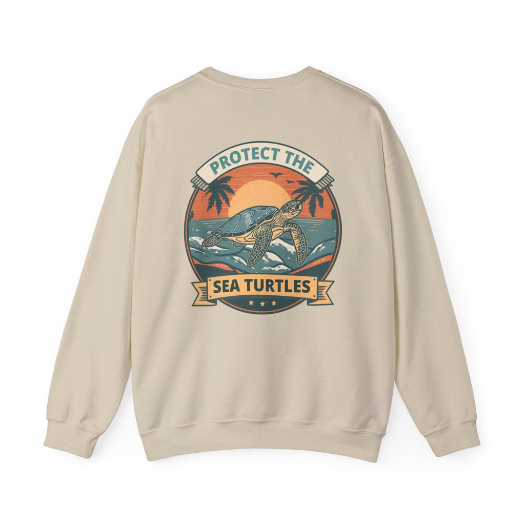 Protect the Sea Turtles Crewneck Sweatshirt | Sea Turtle Sunset Conservation