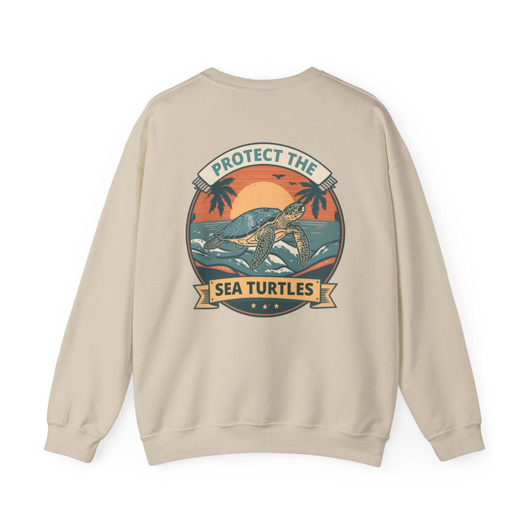 Protect the Sea Turtles Crewneck Sweatshirt | Sea Turtle Sunset Conservation