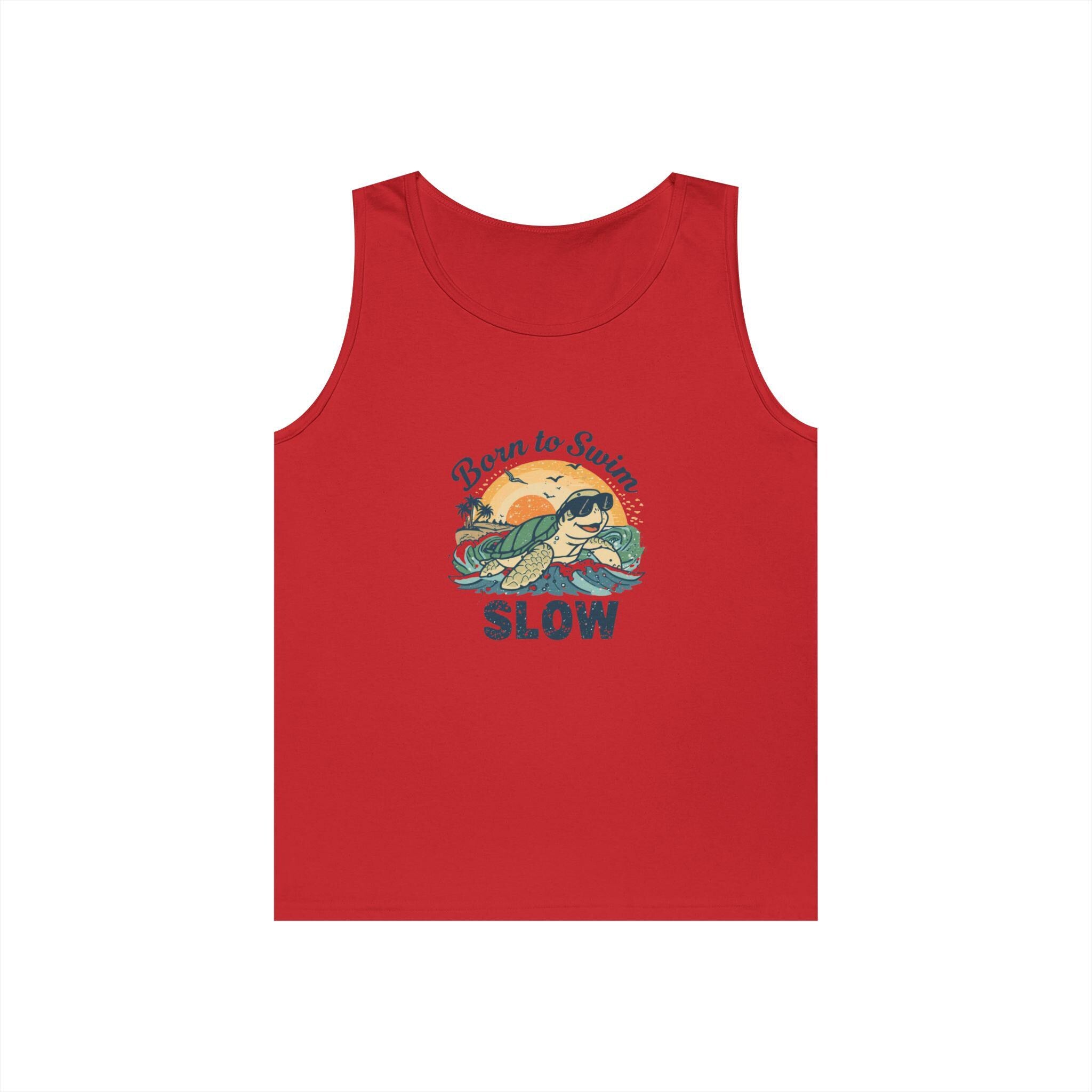 Born to Swim Slow Tank Top | Turtle Beach Retro Graphic