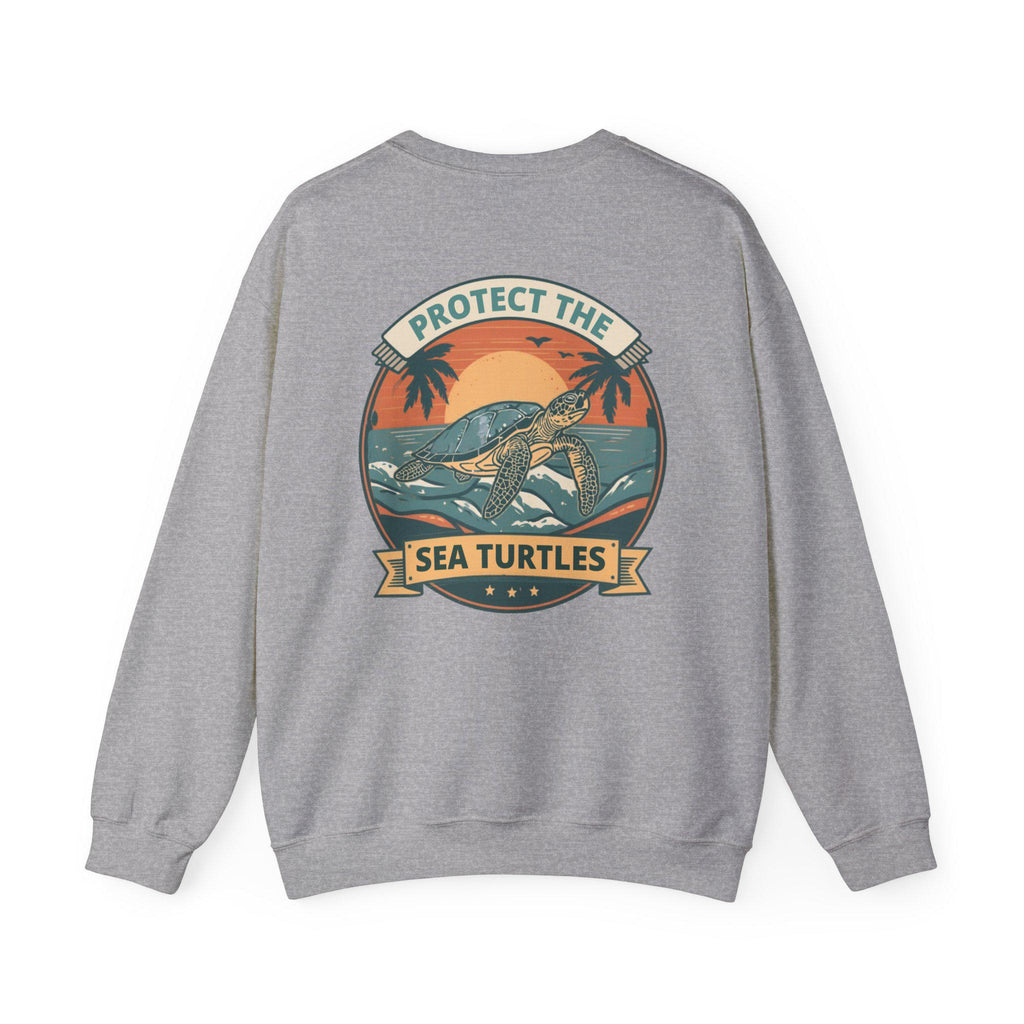 Protect the Sea Turtles Crewneck Sweatshirt | Sea Turtle Sunset Conservation