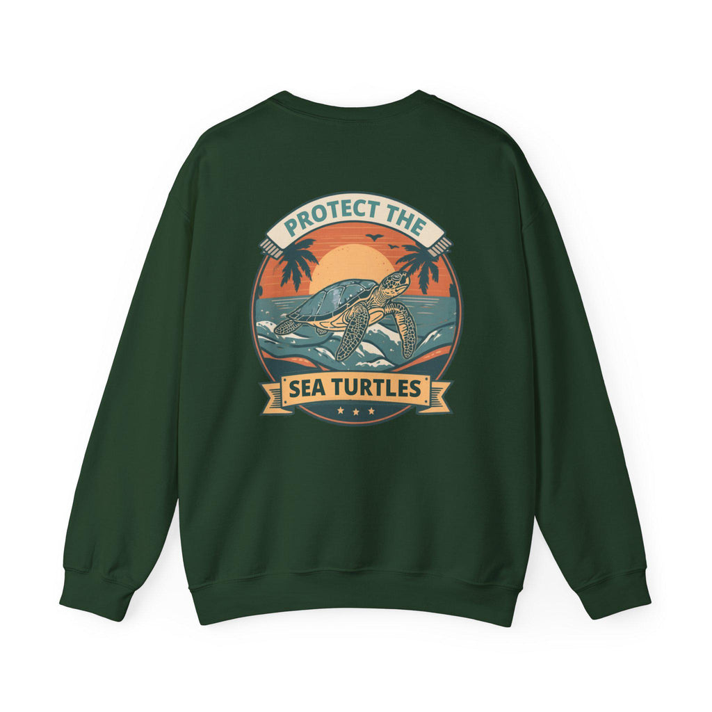 Protect the Sea Turtles Crewneck Sweatshirt | Sea Turtle Sunset Conservation