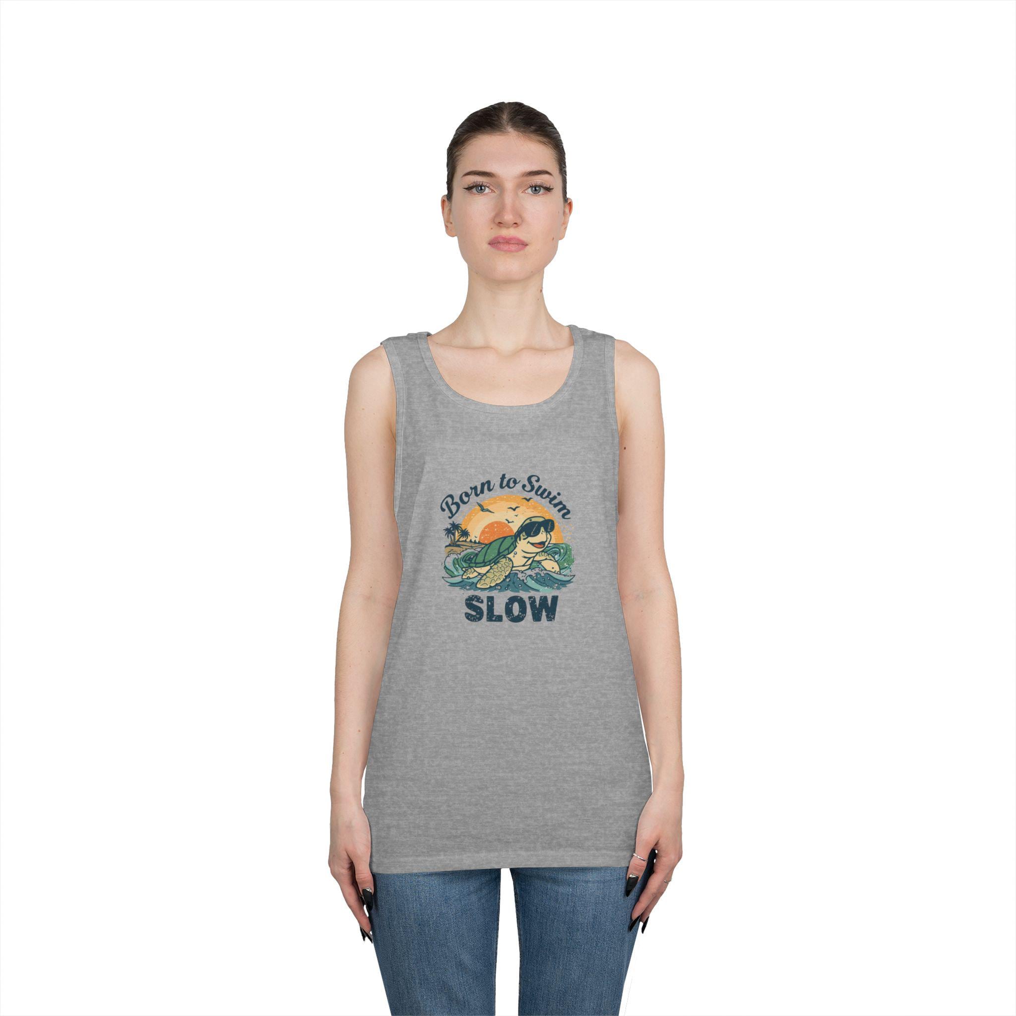 Born to Swim Slow Tank Top | Turtle Beach Retro Graphic